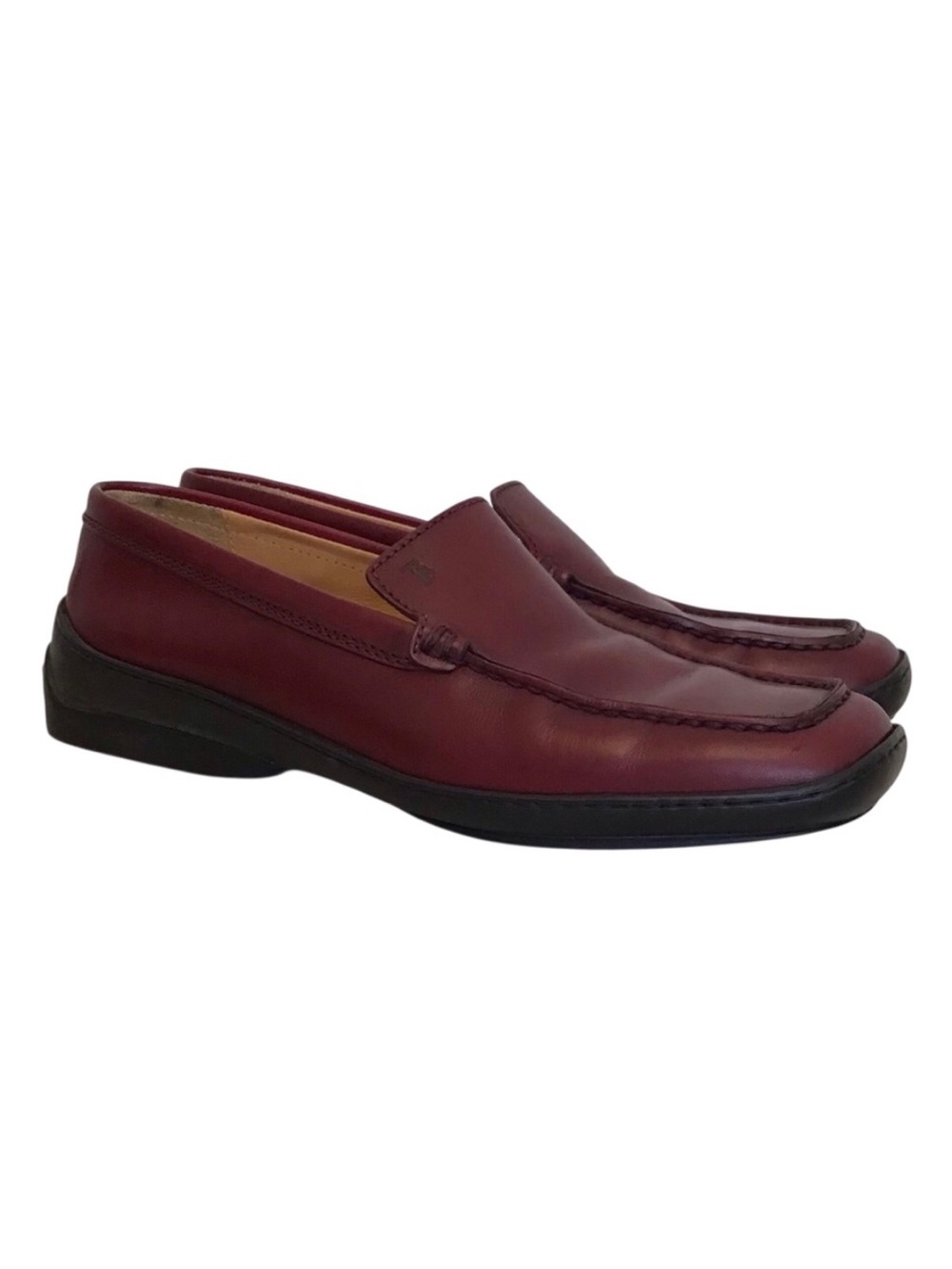 Tod’s 36.5 (US 6.5) Women’s Burgundy Leather Loafers, Comfort Shoes Oxblood